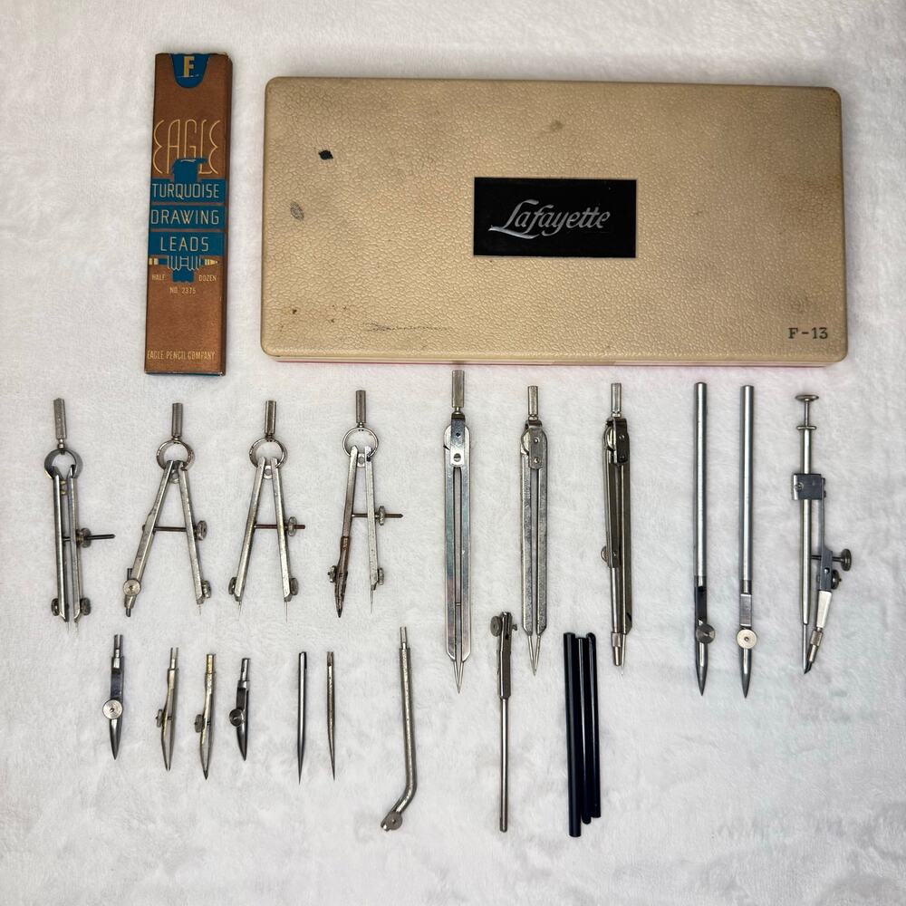 Vintage Drafting Drawing Instrument 23 Pc Set Made In Germany Lafayette F-13
